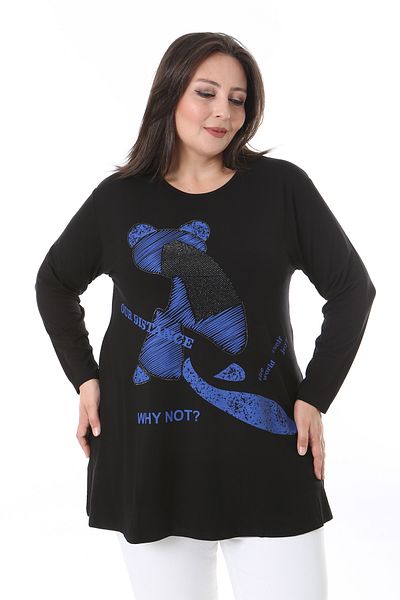 XL Modam Women's Black Print Plus Size Tunic