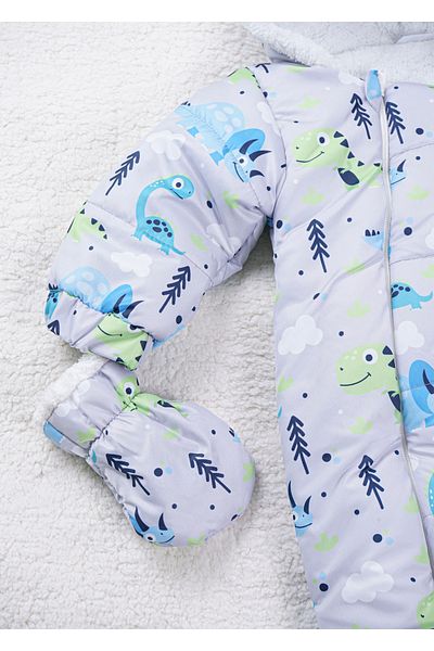 Baby Minty Dinozor Printed Baby Astronaut Jumpsuit