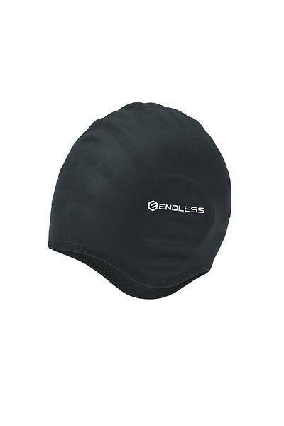 Endless Silicon Swimming Cap | Ergonomic Ear Pockets | Waterproof | Black | Free Size