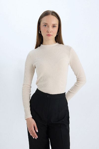 DeFacto Regular Fit Ribbed Camisole Long Sleeve Tunic E0296Ax24Wn