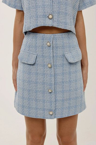 Hiccup Fusta mini din tweed cu nasturi
