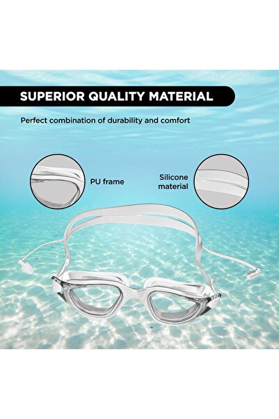 Endless Stylish Swimming Goggle | Anti-fog & Uv Protection | White | Adjustable Strap