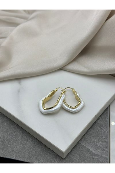 Lumiera Pearl Detailed Hoop Steel Earrings