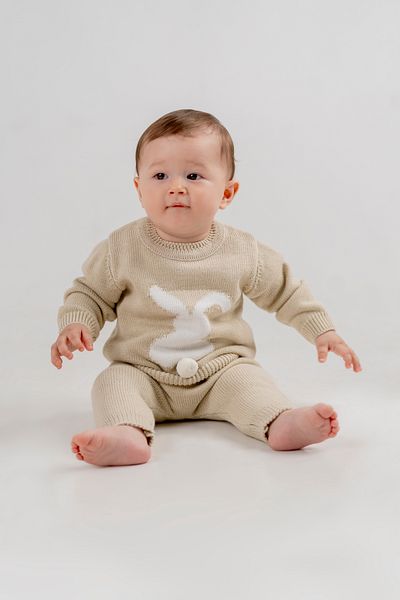 Minora Beige Knitwear Rabbit 2 Piece Set