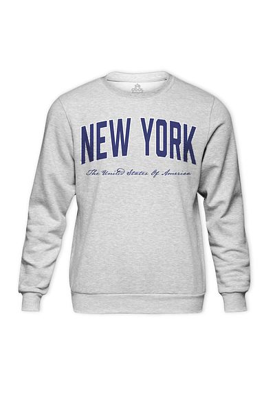 so cool Hanorac de culoare gri cu decolteu rotund New York Text Printed Sweet