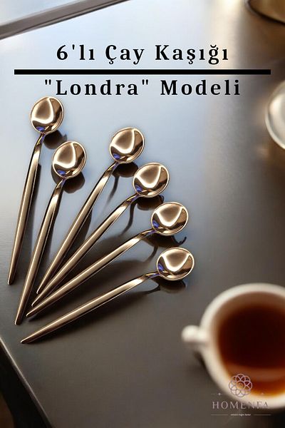 HOMENFA Set of 6 London Model Teaspoons (Stainless Steel)
