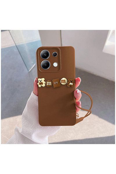 Zebana حافظة متوافقة مع هاتف Xiaomi Redmi Note 13 Pro 5G من السيليكون Zebana Love Bear باللون البني