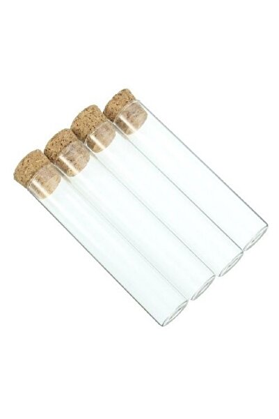 Nikah Şekeri Market Cam Şişe Mantar Tıpalı Deney Tüpü 43 cc 10 Adet