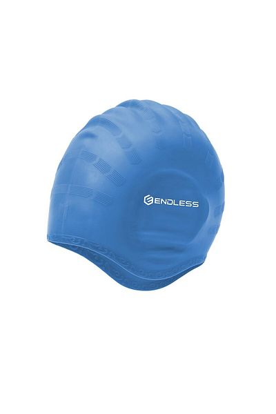 Endless Comfortable Silicon Swimming Cap | Waterproof | Ear Pockets | Free Size | Blue