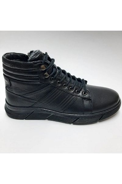Çobanoğlu Μαύρο Γνήσιο Δέρμα Cold Proof Shearling Χειμερινές Ανδρικές Μπότες Λαστιχένια Ορθοπεδική Σόλα