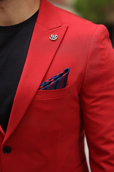 BERDA Premium Red Men's Single Jacket - Bag Pocket, Half Garni Lining, Pointed Collar