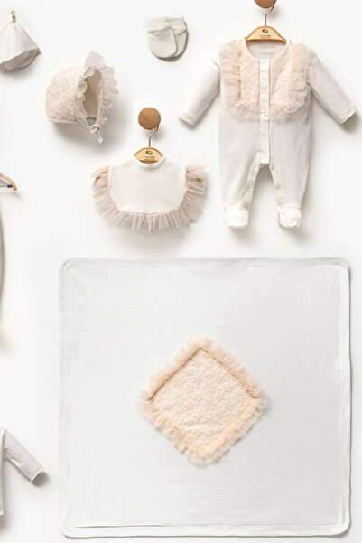 Cassiope Tulle Detailed Patterned Soft Textured 10-Piece Newborn Baby Girl Hospital Exit Set