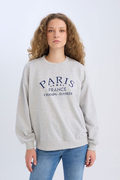 DeFacto Relaxed Cut Crew Neck Printed Sweatshirt - E1903Axns
