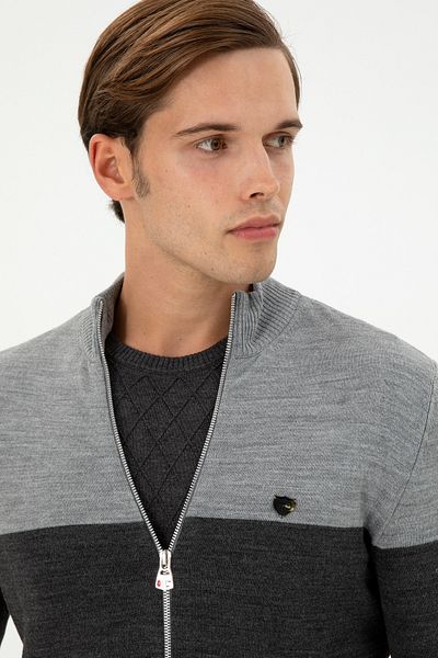 U.S. Polo Assn. Men's Gray Melange Knitwear Cardigan 50297062 -Vr086