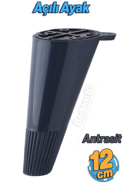 Badem10 Unghiular Conic 12cm Antracit Picior Mobilier Riser Baza Picior Scaun Sub Canapea Puf Picioare