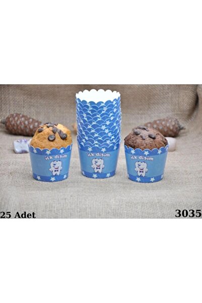 TATLI GÜNLER İLK DİŞİM MAVİ & Cupcake Kalıbı & Kek Kapsülü & 25'li Kek Kalıbı