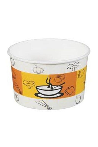 ÇELİKPENÇE Srt 100 Pieces Cardboard Soup Bowl with Lid 16 oz