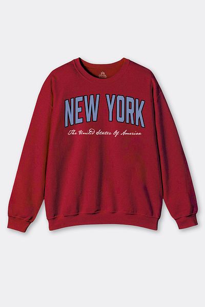 so cool Red Sweat New York City America City Printed Sweatshirt