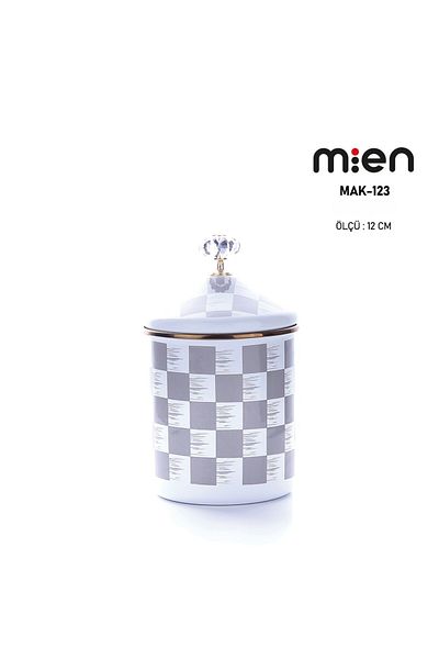 MİEN Mien Gray Checkerboard Decor Enamel 12cm Spice Rack