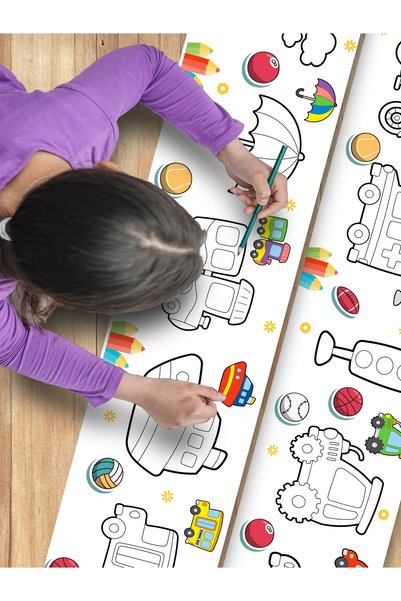 esatoys Bebek Ve Çocuk Için Örnek Resimli 3,75 Metre Rulo Boyama Kağıdı