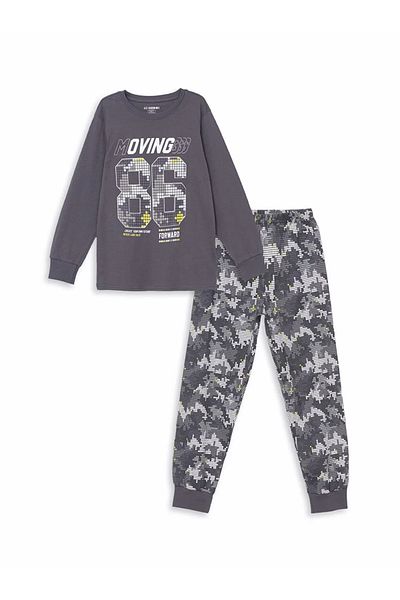LC Waikiki Lcw Kids Gray Crew Neck Boy Pajamas Set
