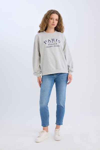 DeFacto Relaxed Cut Crew Neck Printed Sweatshirt - E1903Axns