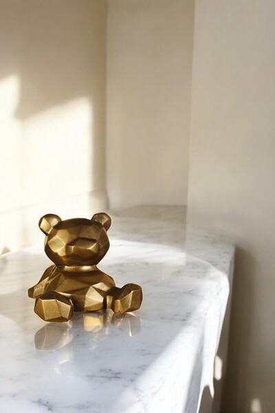 Evene Biblo Dekoratif Obje Heykel Ayı Biblo Dekoratif Süs Eşyası Altın Eskitme Renk Model 39