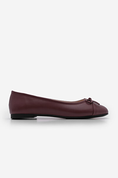 Marjin Burgundy Casual Babet - Bow Detailed Women's Babet