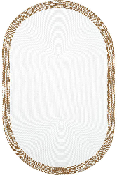Cool Halı Luke 869 Beyaz Oval Halı Paspas Örgü Hasır Kilim Yolluk Bohem Dekor...