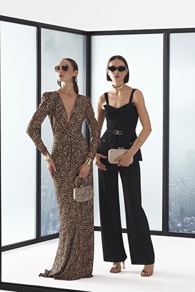 EXPLOSION Askılı Gold Metal Logo Aksesuarlı Tulum