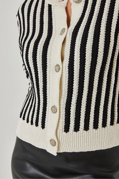 Bianco Lucci Women's Striped Knitwear Cardigan 20246269