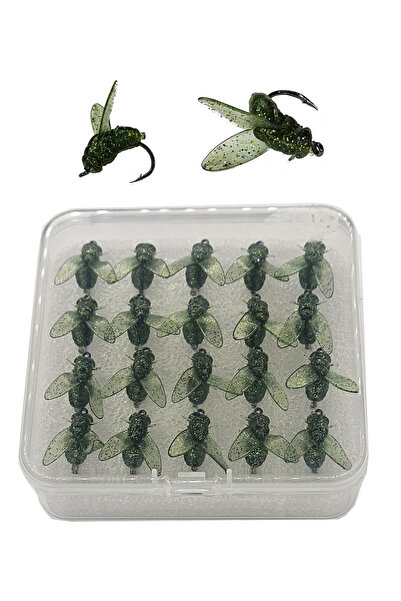 ALDOS Alabalık Kefal Için Fly Sinek Iğne Seti Kutulu 20'li Yeşil