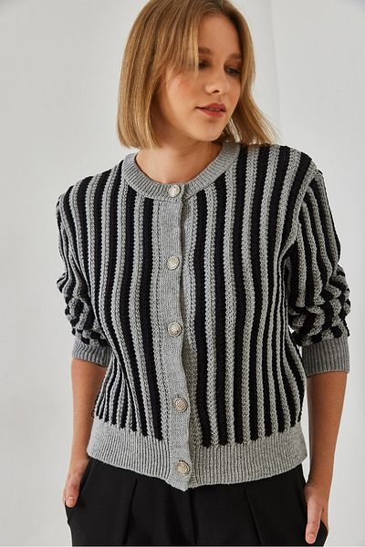 Bianco Lucci Women's Striped Knitwear Cardigan 20246269
