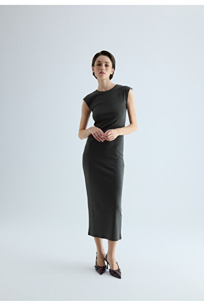 TUBİA Γυναικείο κοντομάνικο φόρεμα σε γκρι χρώμα