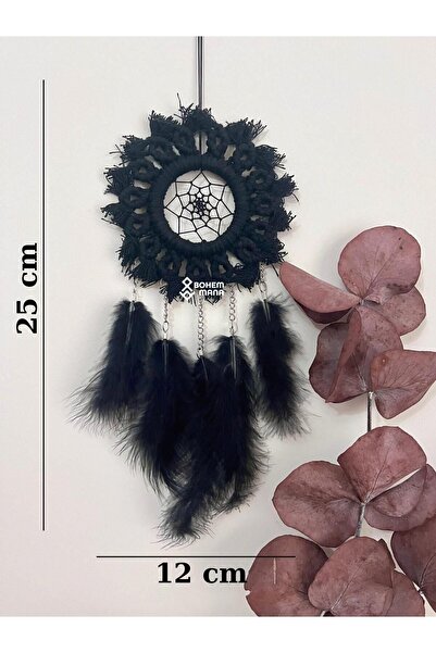 bohemmana Özel Tasarım Makrome Detaylı Mini Düş Kapanı Siyah 12*25 Cm (ADET)