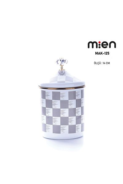 MİEN Mien Gray Checkerboard Decor Enameled 14cm Spice Rack