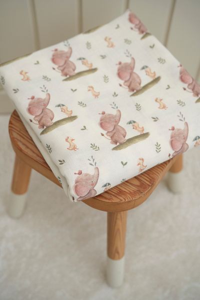 Tuğba Kuğu Printed Muslin Fabric |   Spring Elephant and Duck