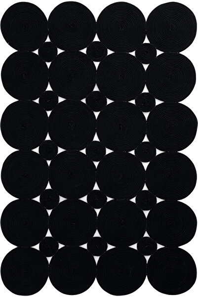 Cool Halı Luke 512 Siyah Halı Paspas Örgü Hasır Kilim Yolluk Bohem Dekoratif ...