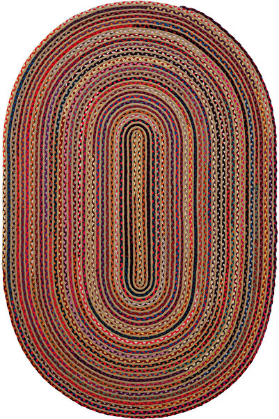 Cool Halı Luke 403 Renkli Oval Halı Paspas Örgü Hasır Kilim Yolluk Bohem Deko...
