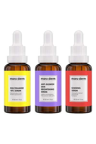Maru.Derm Maruderm 3-Piece Deal Serum Set Mrd502 - Niacinamide 10% Serum, Ginseng Serum, Blemish Serum