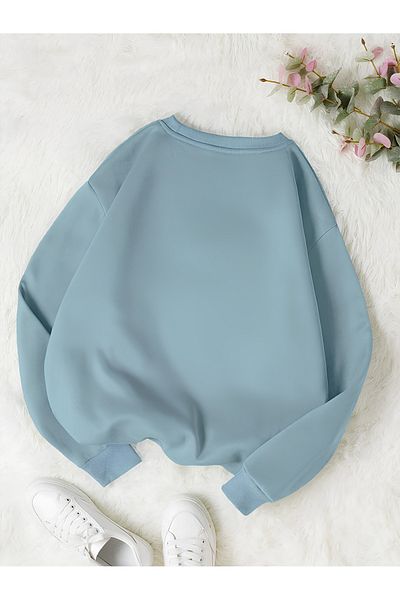 Revasser Γυναικείο βαμβακερό φούτερ HAPPY Daisy Special πολύχρωμο Oversize Crew Neck