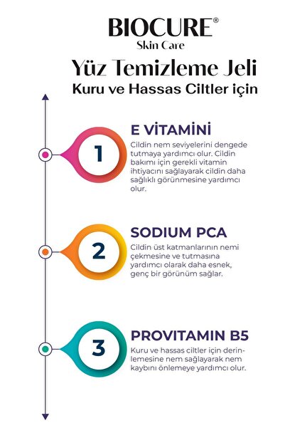 Biocure Yüz Temizleme Jeli Kuru Hassas Ciltler için Derinlemesine Temizleyici 250ml
