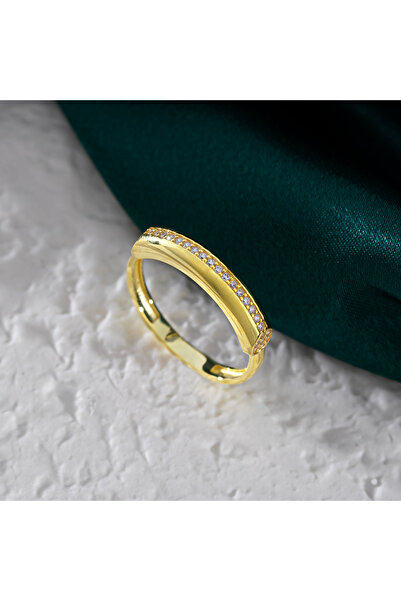 Akgül Silver Tek Sıra Taşlı Kadın Zarif Alyans Gümüş Yüzük