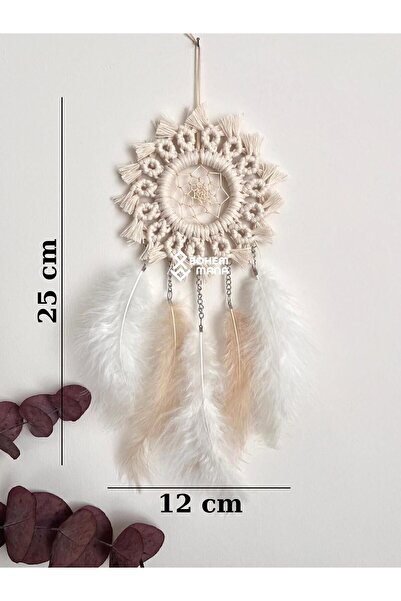 bohemmana Özel Tasarım Makrome Detaylı Mini Düş Kapanı Ekru 12*25 Cm (ADET)