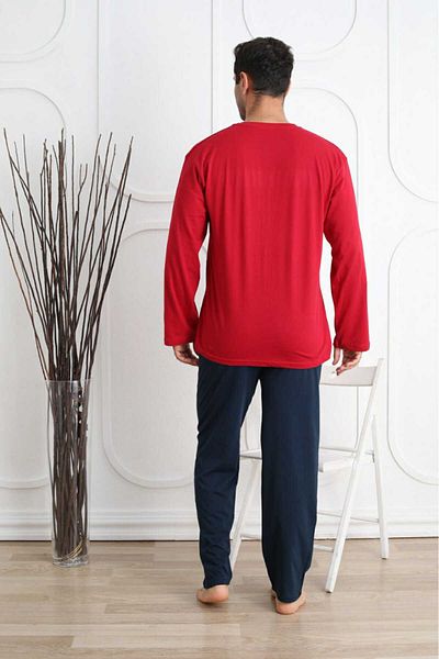 Temporium Men's Plus Size Printed Long Sleeve Pajamas Set