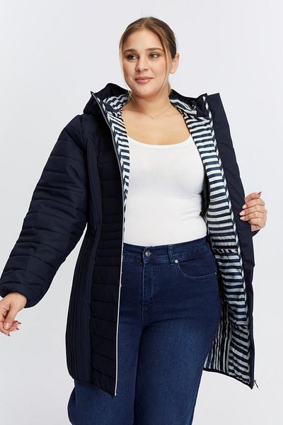 RMG Plus Size Toast Quilted Coat Navy Blue
