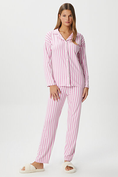 Ritnice Γυναικείο Secret Extra Soft Ροζ Λευκό Ριγέ Σετ Πυτζάμες