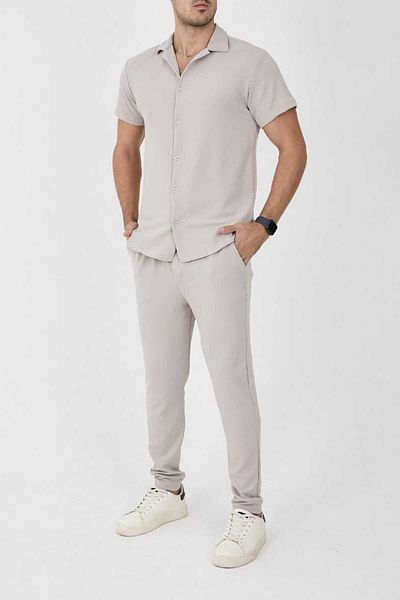MCZ GİYİM Ανδρικό σετ από ύφασμα κρεπ Slim Fit Bottom-Top