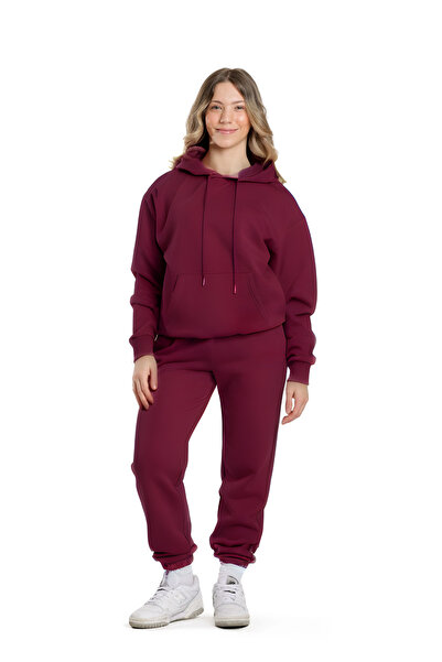 YAKAMEL Γυναικείο σετ φόρμας με 3 κλωστές, υπερμεγέθη, άνετο, χοντρό, με κουκ...