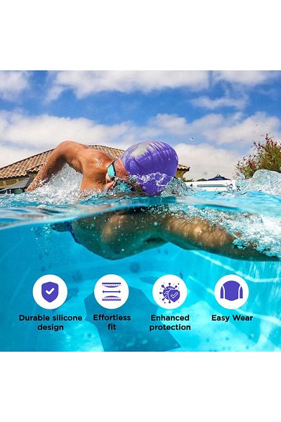 Endless Silicon Swimming Cap | Ergonomic Ear Pockets | Waterproof | Purple | Free Size